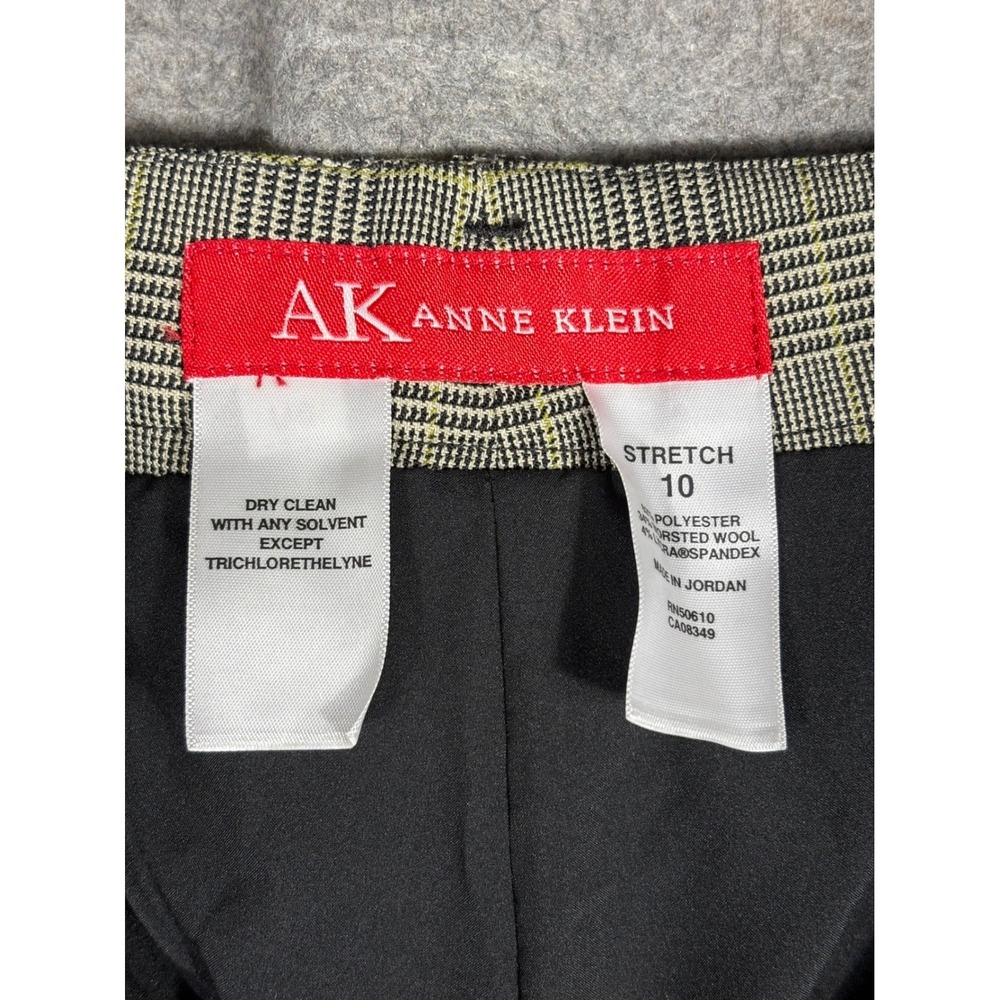 Anne Klein Ines Glen Plaid Dress Pants Womens 10 Black Tan Stretch Wool EFP90096 - Picture 6 of 10